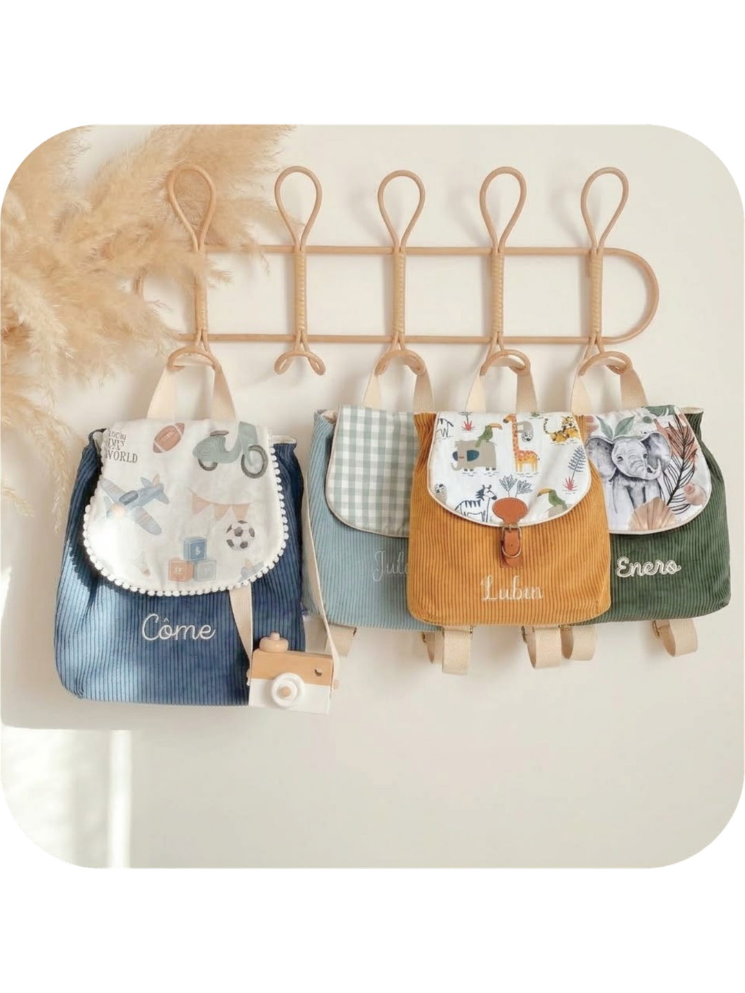 Sac à dos personnalisé en velours cotelé garçon