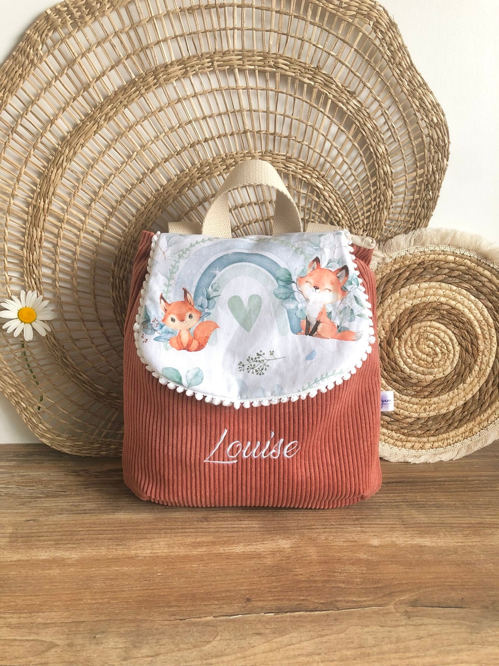 Sac à dos Enfant Maternelle Personnalisé en velours côtelé Fille – Image 6