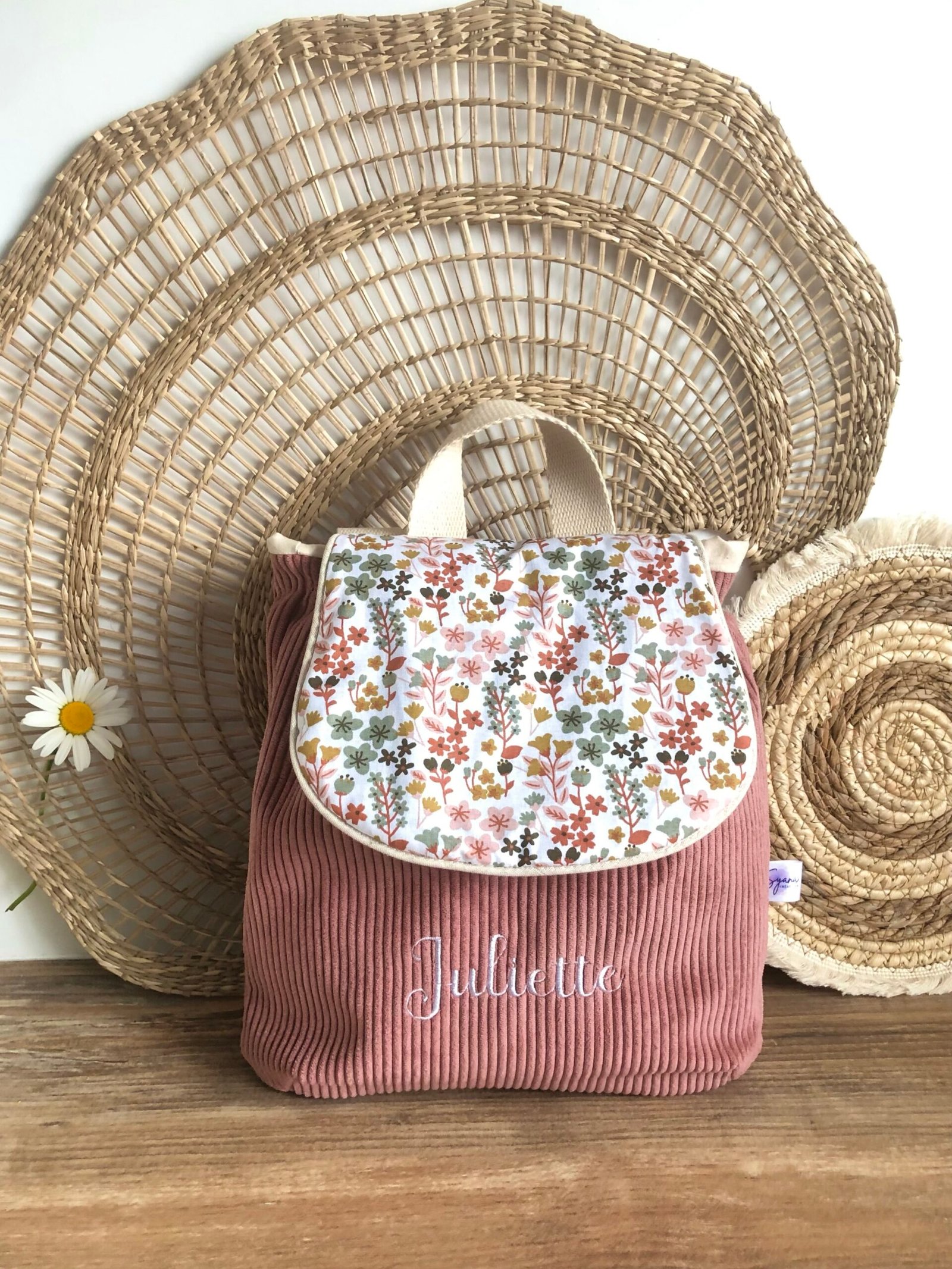 Sac à dos Enfant Maternelle Personnalisé en velours côtelé Fille – Image 7