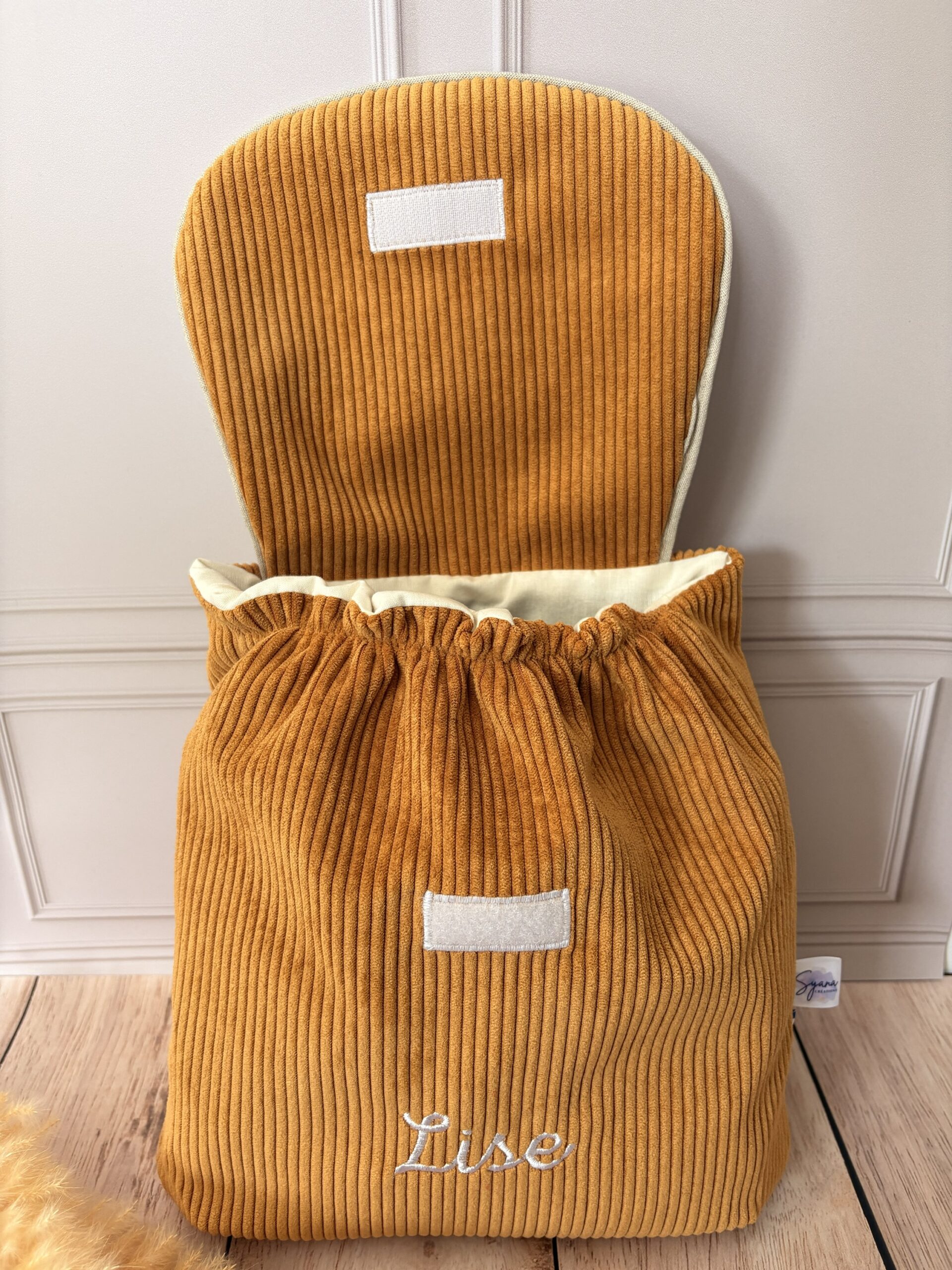 Sac à dos Enfant Little Girl 🐰🌸 Personnalisé en Velours côtelé – Image 3