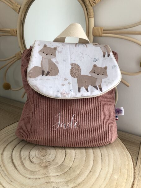 Sac à dos Enfant Hello Spring 🦊🦋  Personnalisé en Velours côtelé – Image 4