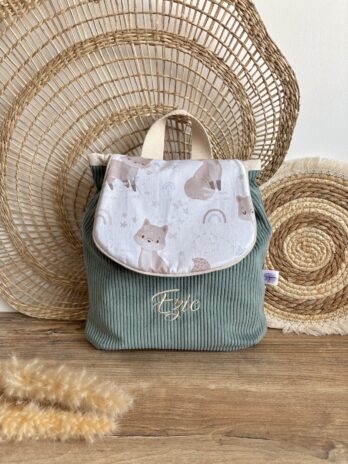 Sac à dos Enfant Hello Spring 🦊🦋  Personnalisé en Velours côtelé
