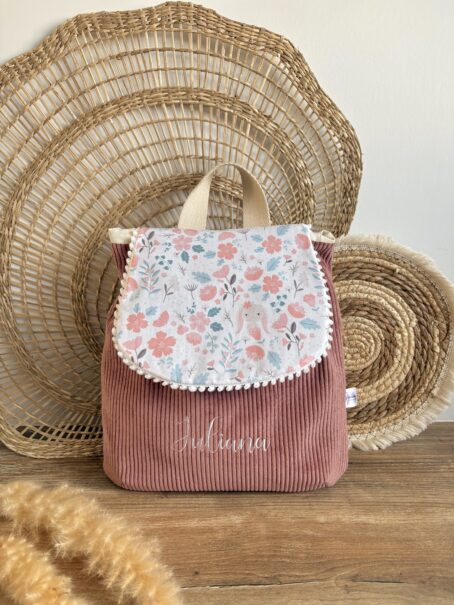 Sac à dos Enfant Printemps 🌷🐰 Personnalisé en Velours côtelé – Image 3