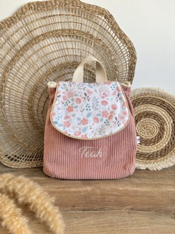 Sac à dos Enfant Printemps 🌷🐰 Personnalisé en Velours côtelé