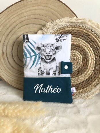 Protège carnet de santé personnalisé – Bleu Savane