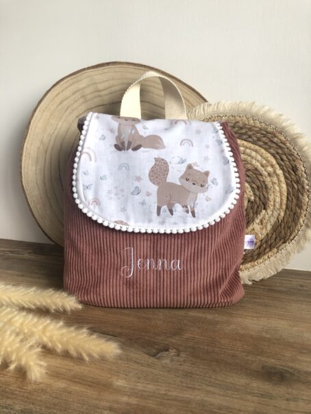 Sac à dos Enfant Hello Spring 🦊🦋  Personnalisé en Velours côtelé – Image 3