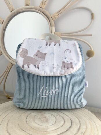 Sac à dos Enfant Hello Spring 🦊🦋  Personnalisé en Velours côtelé