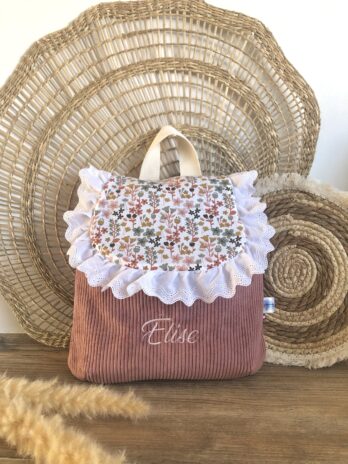Sac à dos Enfant Dentelle – Personnalisé en Velours côtelé