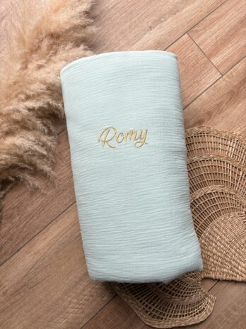 Couverture personnalisée en double gaze – Menthe à l’eau