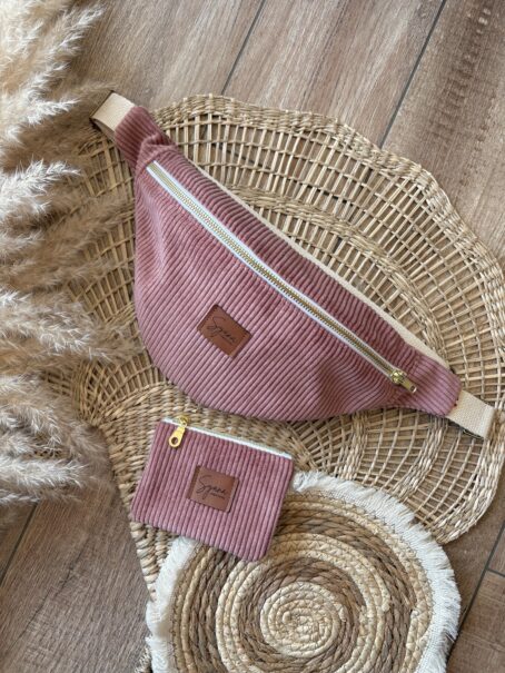 Sac Banane Velours Côtelé Vieux Rose - Femme – Image 3