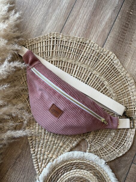 Sac Banane Velours Côtelé Vieux Rose - Femme – Image 2