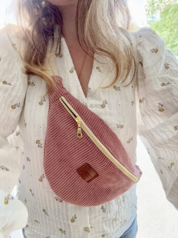 Sac Banane Velours Côtelé Vieux Rose – Femme
