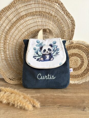Sac à dos Enfant Panda 🐼 Personnalisé en Velours côtelé