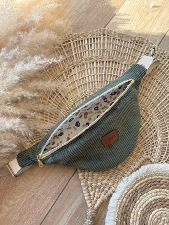 Sac Banane Velours Côtelé Vert Kaki – Femme