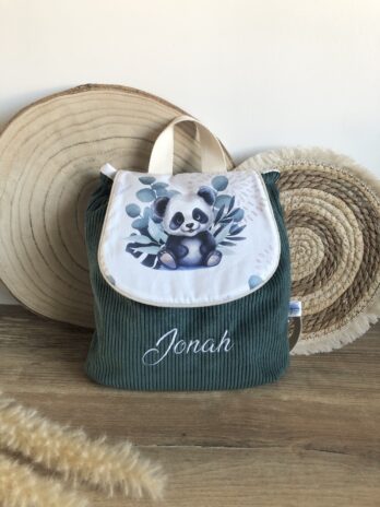 Sac à dos Enfant Panda 🐼 Personnalisé en Velours côtelé