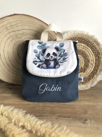 Sac à dos Enfant Panda 🐼 Personnalisé en Velours côtelé