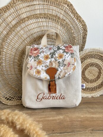Sac à dos personnalisé vintage – Motif fleuri