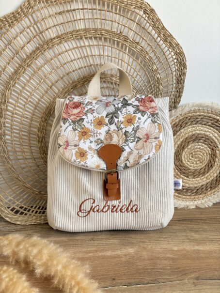 Sac à dos personnalisé vintage - Motif fleuri – Image 2