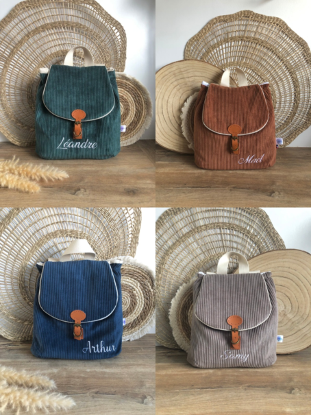 Sac à dos en velours côtelé - Couleur au choix