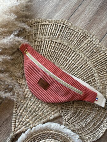 Sac Banane en velours côtelé Corail – Enfant