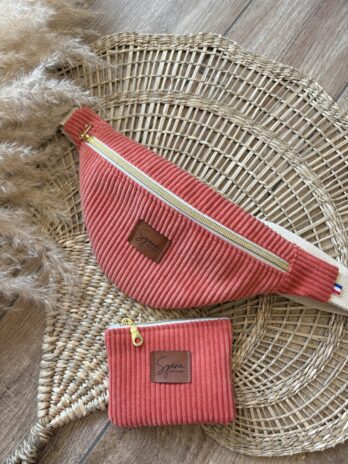 Sac Banane en velours côtelé Corail – Enfant