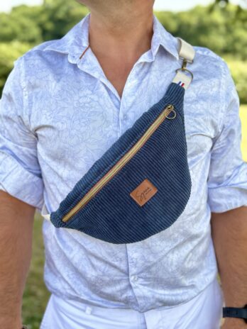 Sac Banane Velours Côtelé Bleu Marine – Homme