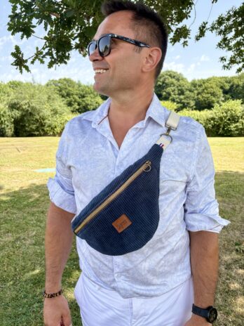 Sac Banane Velours Côtelé Bleu Marine – Homme
