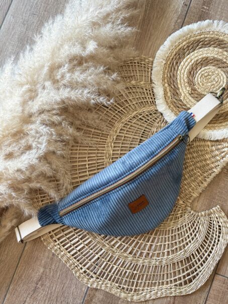 Sac Banane Velours Côtelé Bleu Gris - Homme – Image 4