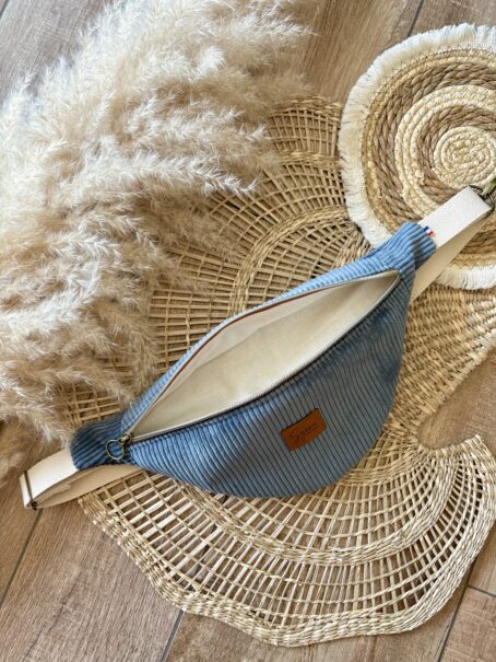 Sac Banane Velours Côtelé Bleu Gris - Homme – Image 2