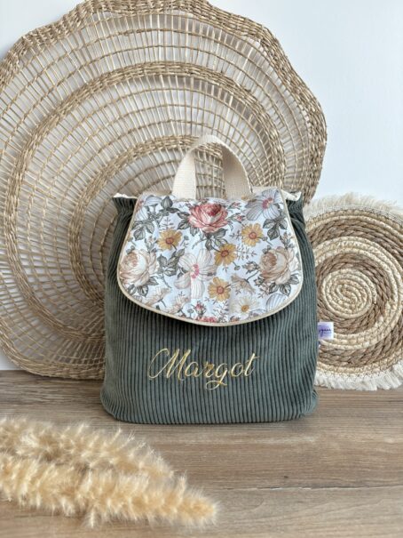 Sac à dos Enfant Ava 🌼 Personnalisé en Velours côtelé – Image 4