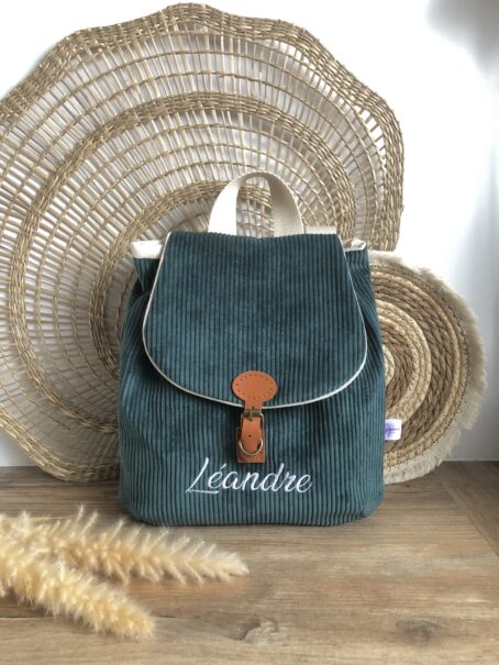 Sac à dos personnalisé - Velours côtelé vert Sapin – Image 4