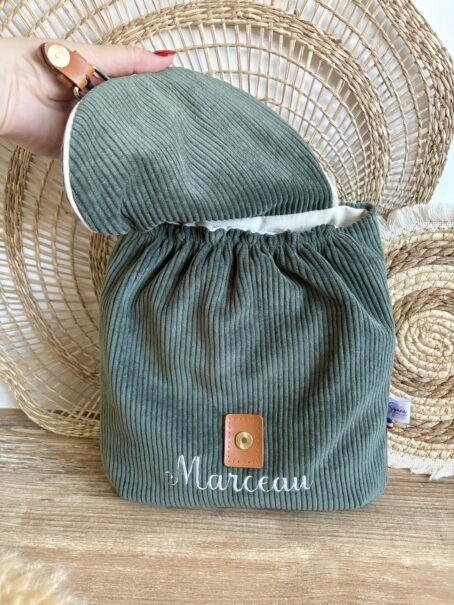 Sac à dos personnalisé - Velours côtelé vert Kaki – Image 4