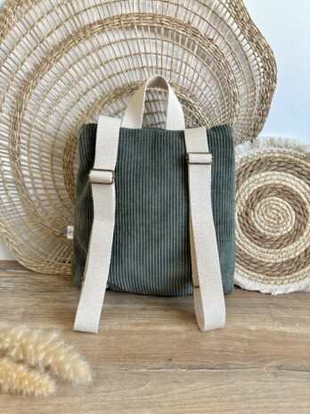 Sac à dos personnalisé – Velours côtelé vert Kaki