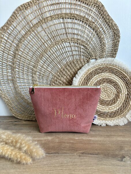 Trousse Personnalisée en Velours Côtelé Terracotta – Image 2