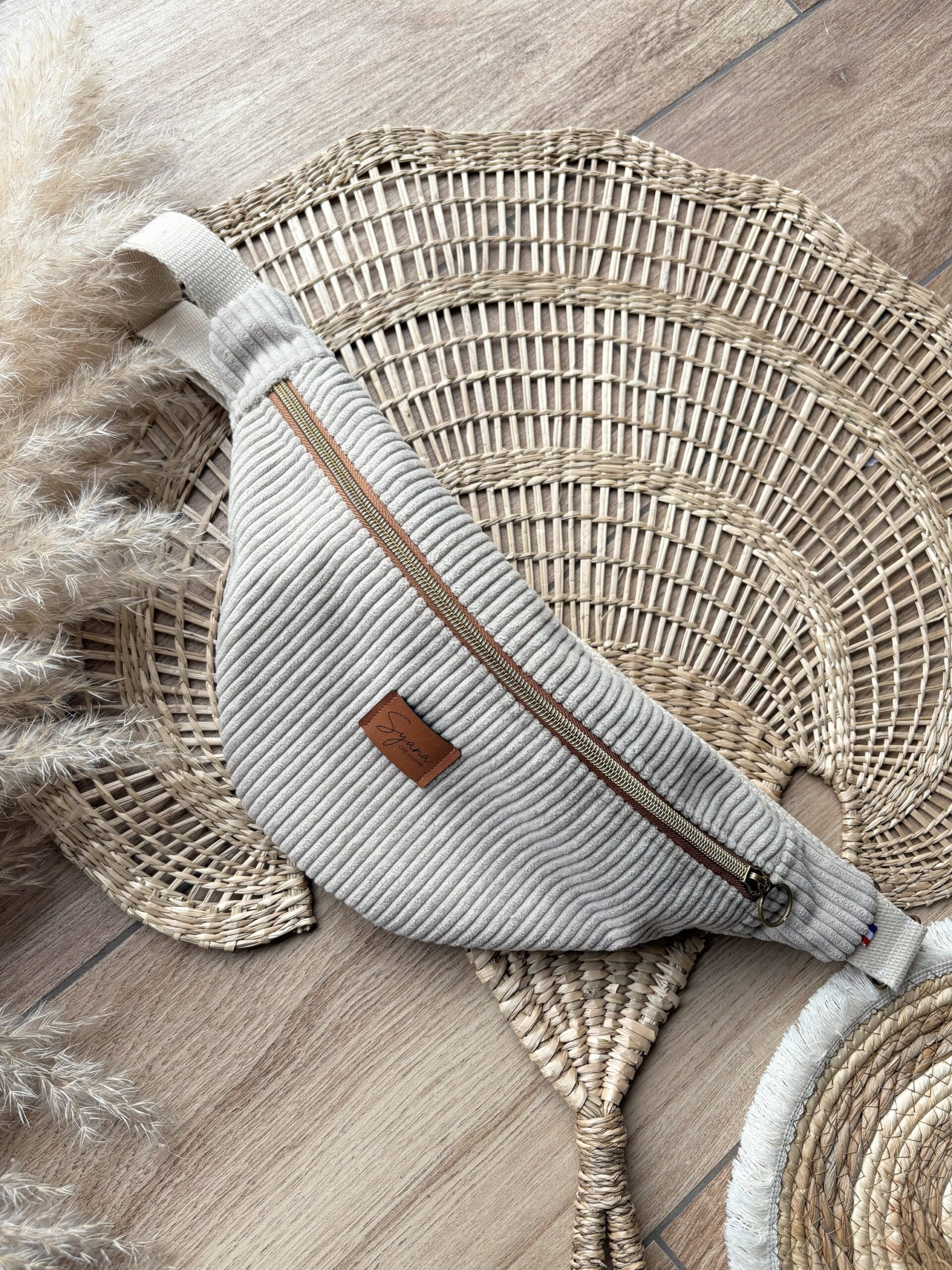 Sac Banane Velours Côtelé Taupe - Homme